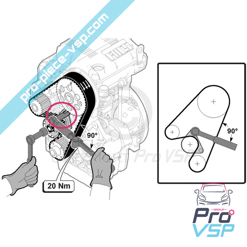 Template adjustment tool for the timing belt