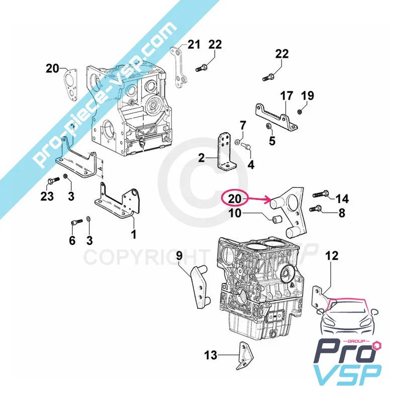 Caja de motor de caja izquierda para motor. Lombardini Focs 502 523