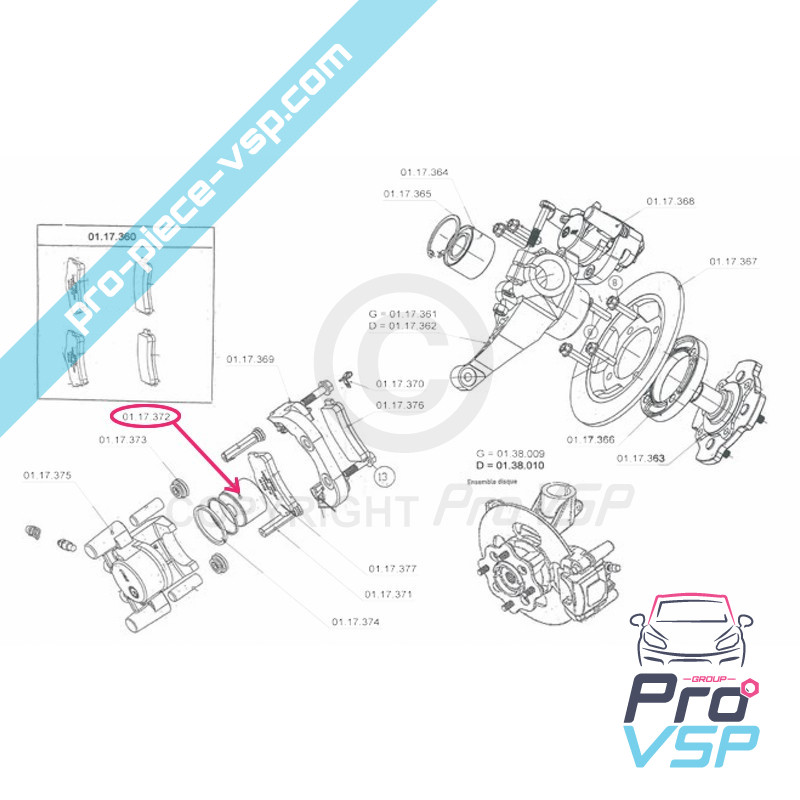 Piston d'étrier de frein avant