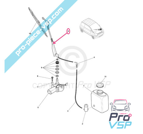 Front wiper arm