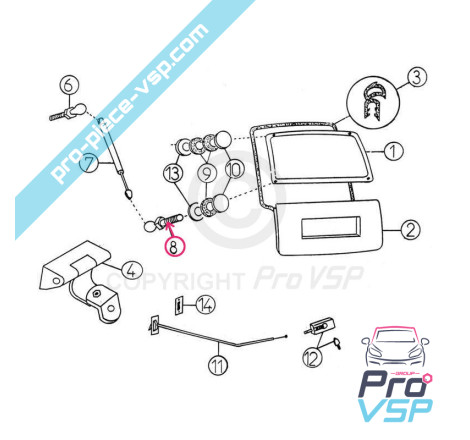 Left fixing of tailgate cylinder