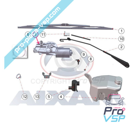 Front wiper motor