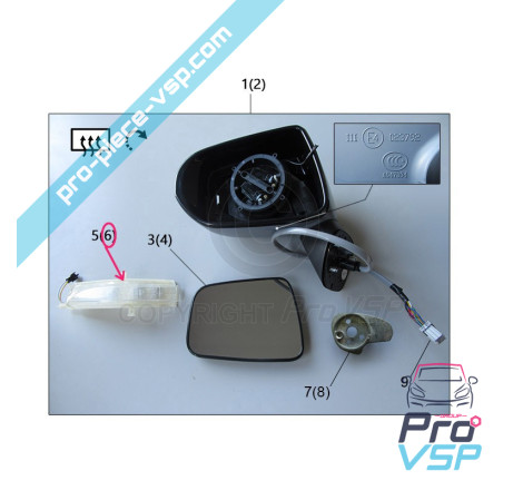 Luz LED de espejo derecho