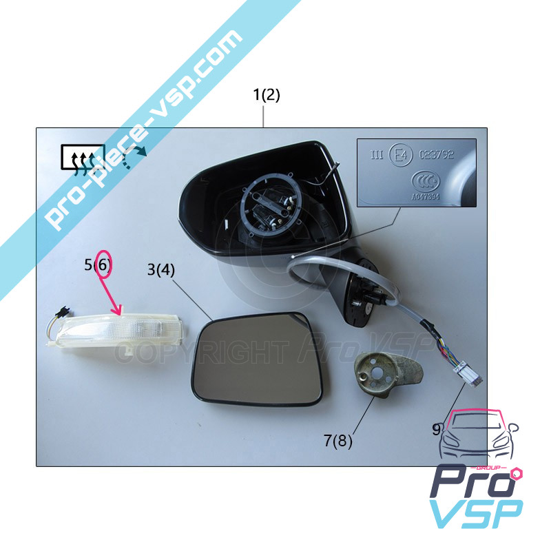 Luz LED de espejo derecho