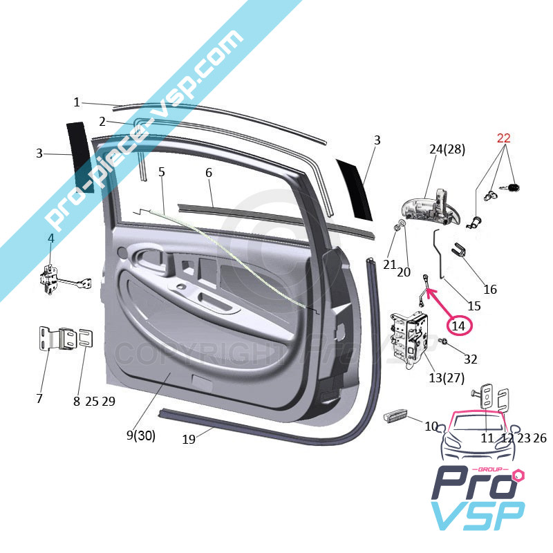 Door handle rod