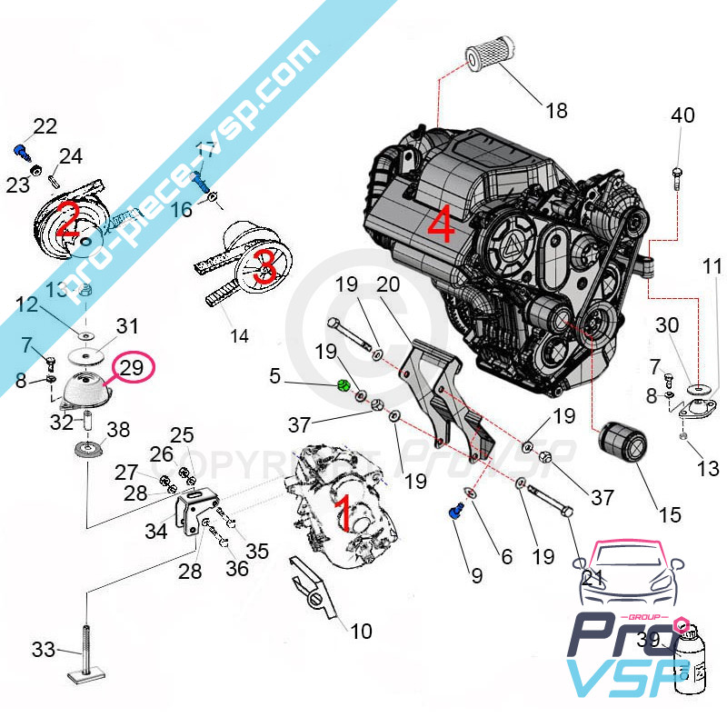 Silent hinter Motorblock