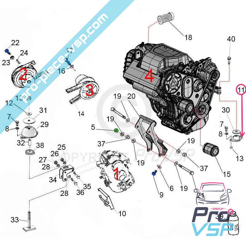Silent front engine block