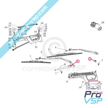 Wiper arm front left