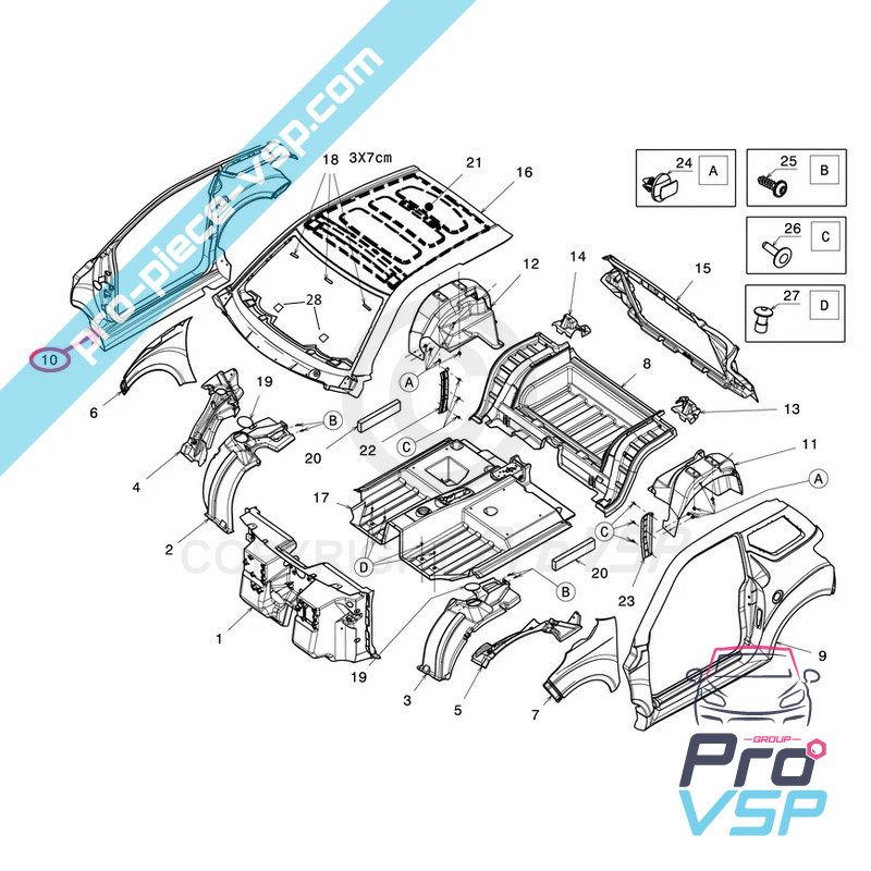 Seitlicher gerade grauer Graphit für Ligier Js50-Phase 1