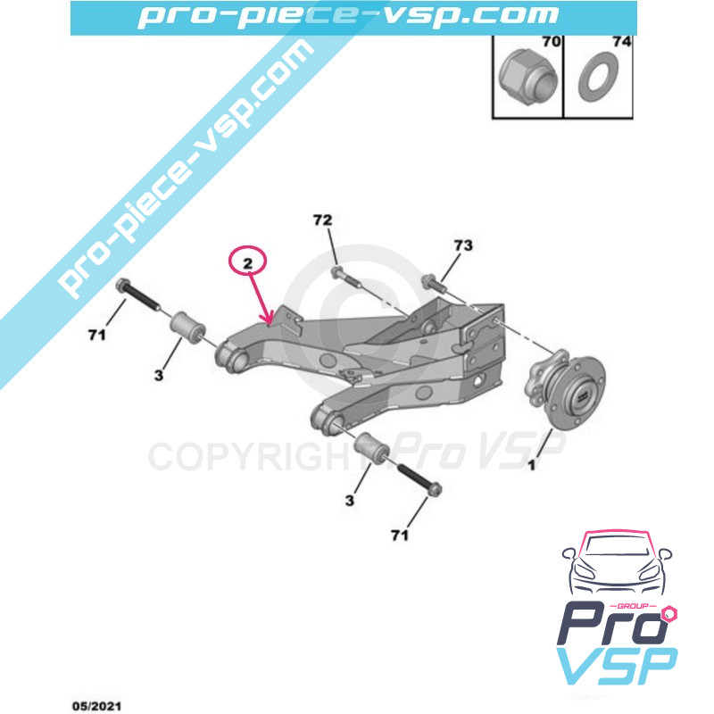Brațul de suspensie din stânga spate pentru Citroën Ami Editarea a 2-a / Opel Rocks-E / Fiat Topolino