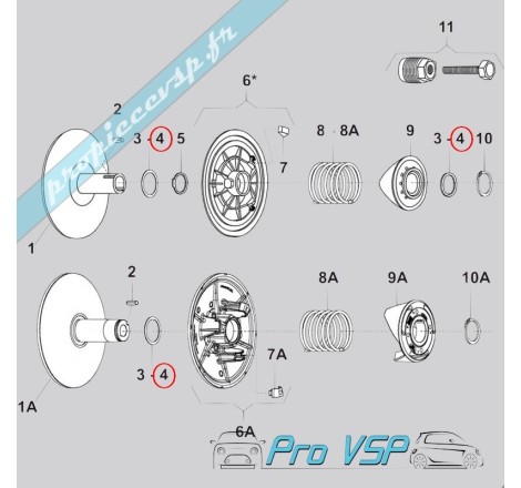 Rondelle de réglage de variateur de boîte 0.6mm pour voiture sans permis avant 2008