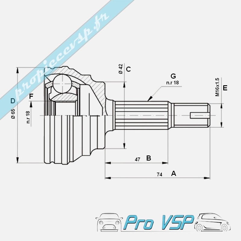 Cardan head kit on wheel side