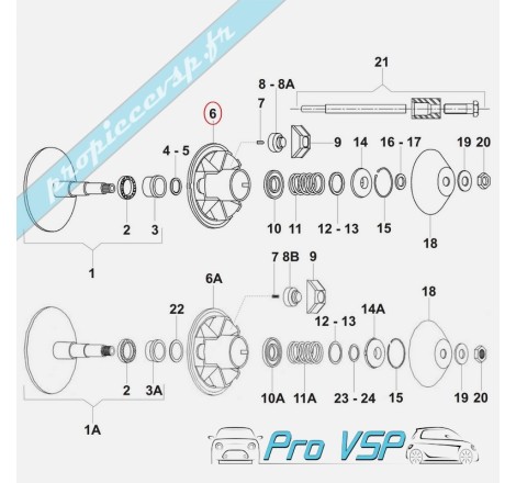 Flasque mobile de variateur moteur pour Aixam Ligier Microcar Grecav