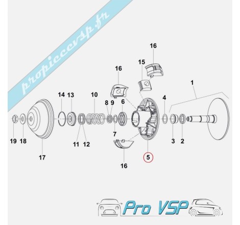 Flasque mobile de variateur moteur pour Aixam Ligier Microcar Dué Grecav