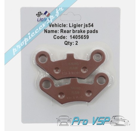 Plaquettes de frein arrière pour Ligier Pulse 3 Staby