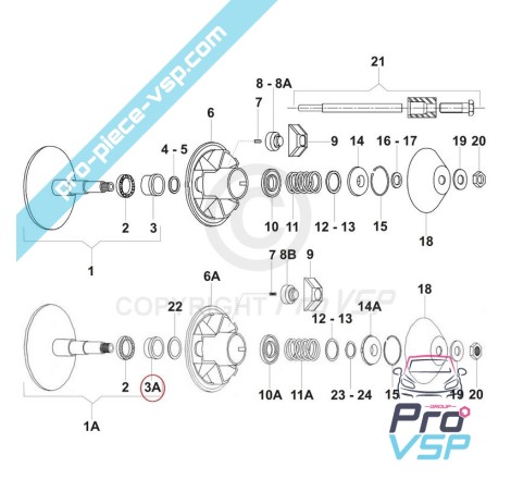 Support roulement variateur moteur