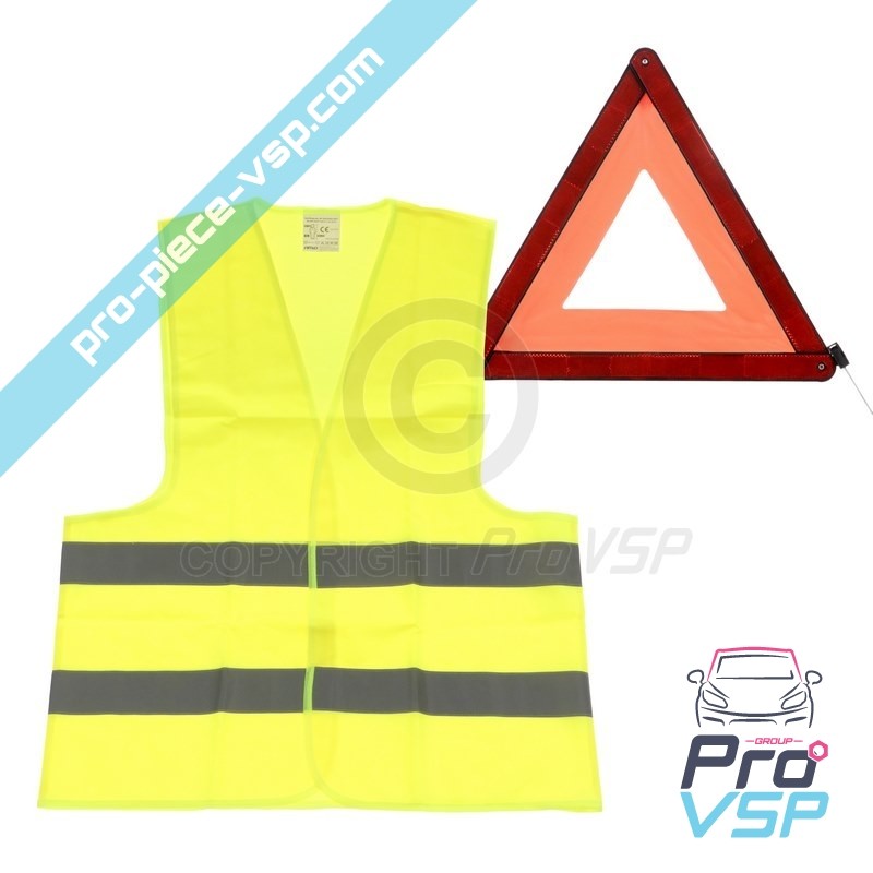 Kit gilet jaune et triangle de signalisation - Norme CE