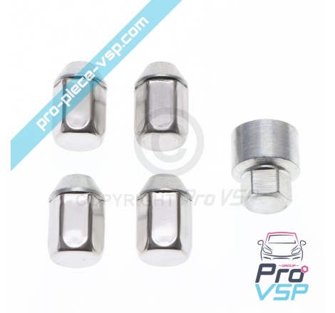 Set of 4 anti-theft nuts