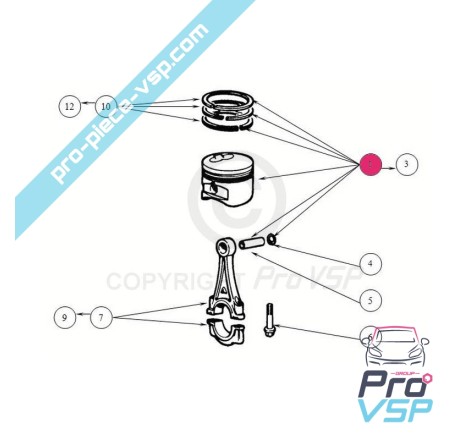 Piston origine pour moteur lombardini focs