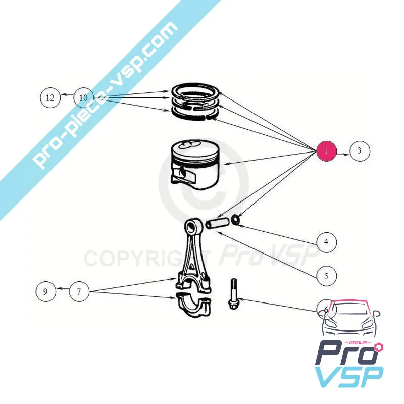 Piston origine pour moteur lombardini focs