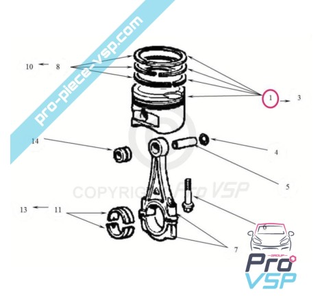 Piston origine pour moteur lombardini progress