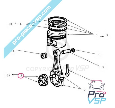 Coussinets de bielle pour moteur lombardini focs , progress et 502 euro4