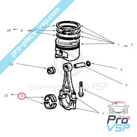 Cojines de barra de motor Lombardini focs , progress y 502 euro4