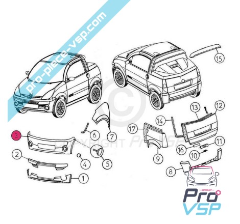 Pare choc avant adaptable en plastique ABS pour Aixam City Roadline Crossline Scouty