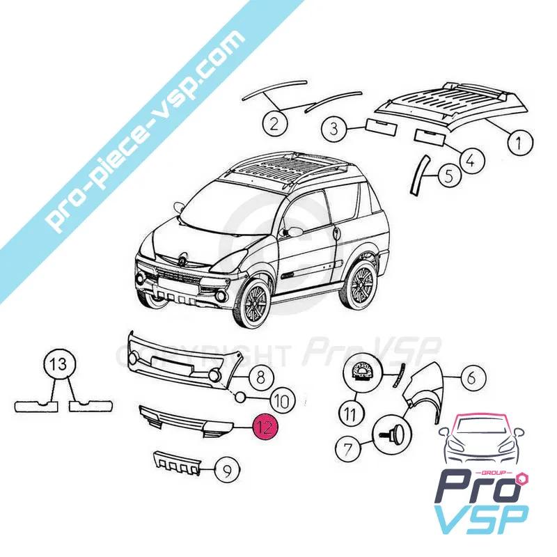 Calandre origine pour Aixam City Roadline Crossline Scouty