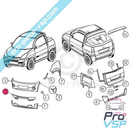Calandre ursprung för Aixam City Roadline Crossline Scouty