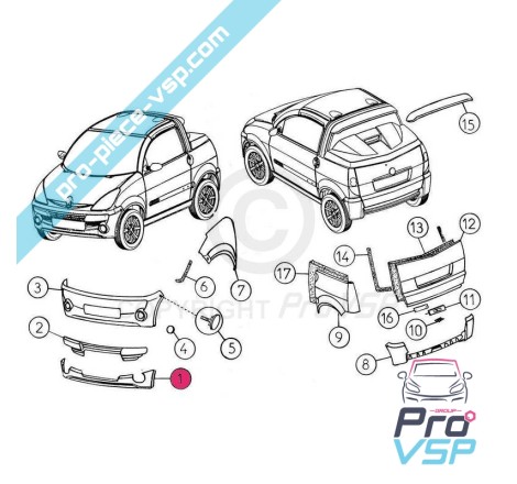 Framspoiler Anpassningsbar plast ABS för Aixam City Sport Scouty Dr.