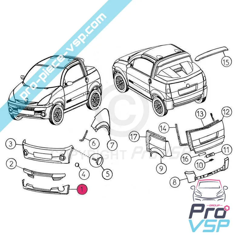 Framspoiler Anpassningsbar plast ABS för Aixam City Sport Scouty Dr.