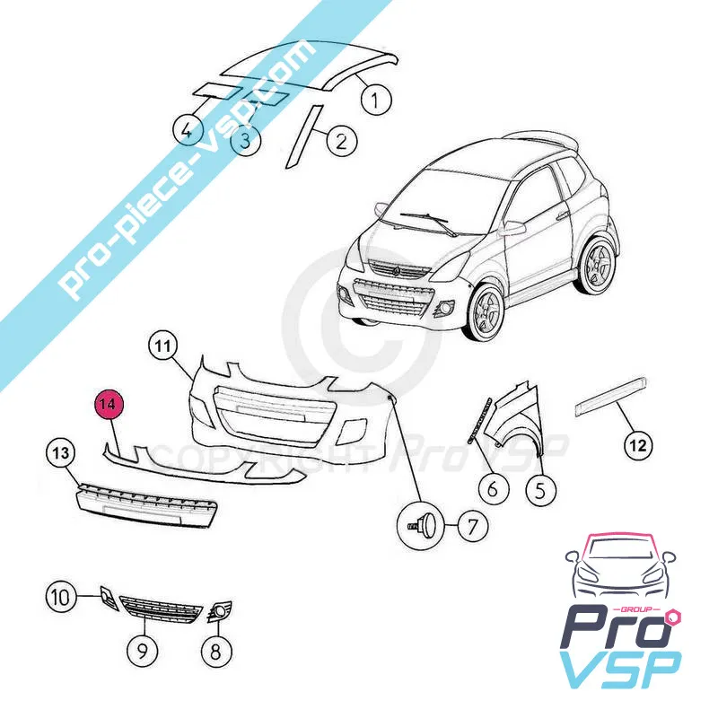 Máscara de parachoques frontal adaptable plástico abs Aixam City GTO Coupé GTI Impulsion
