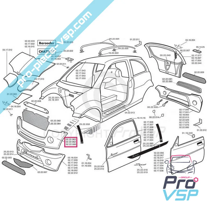 Front bumper adaptable ABS plastic for Chatenet Barooder Speedino