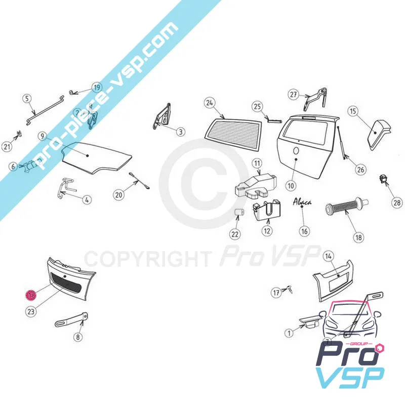 Paraurti anteriore Adattabile in ABS per JDM Abaca