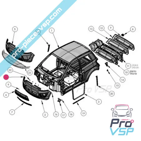 Bara de protecție din față ABS ABS din plastic pentru Ligier ixo (cu ceață)