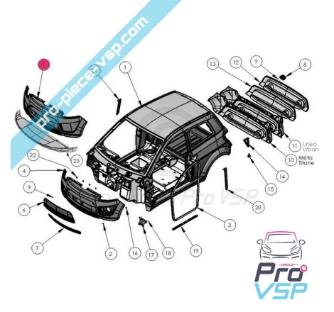 Pare choc avant adaptable en plastique ABS pour Ligier ixo ( sans antibrouillard )