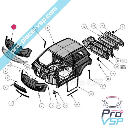 Front bumper adaptable ABS plastic for Ligier ixo (without foggy)