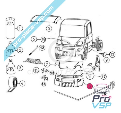 Pare choc avant adaptable en plastique ABS pour Aixam Mega phase 2