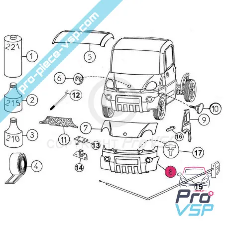Bara de protecție din față ABS ABS din plastic pentru Aixam Mega Faza 2