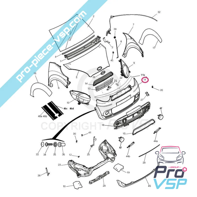 Pare choc avant adaptable en plastique ABS pour microcar m8