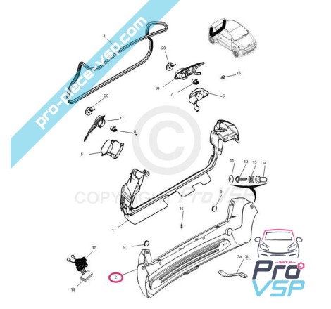 Abs plástico adaptável para o pára-choques traseiro para Microcar Mgo Fase 2 F8C