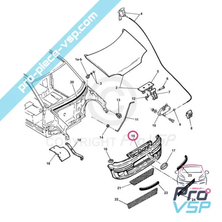 Bumper dianteiro Adaptável em ABS para Microcar virgo 3
