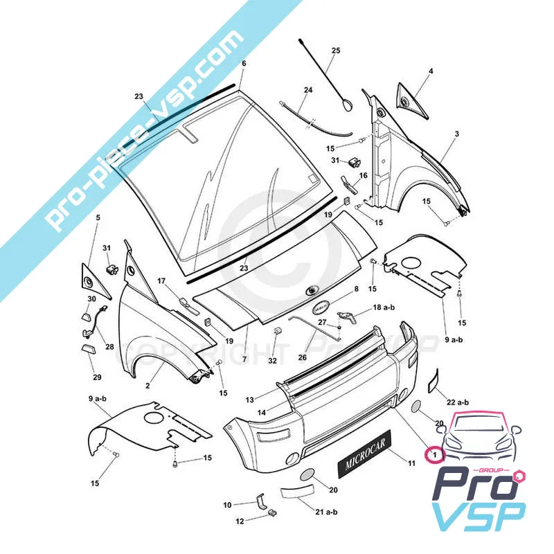 Paraurti anteriore ABS ABS plastica ABS per Microcar Mc1 Mc2 Fase 1