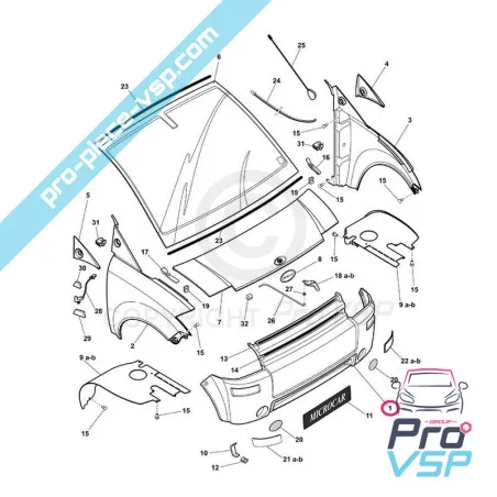 Plástico adaptable del ABS para el parachoques delantero para Microcar Mc1 Mc2 Fase 1