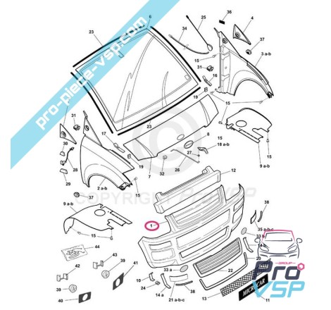 Front-Stoßstange anpassungsfähig ABS-Kunststoff für Microcar Mc1 Mc2 Phase 2