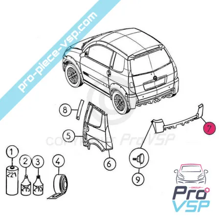 Rear bumper adaptable plastic ABS for Aixam City Sport Scouty Dr.