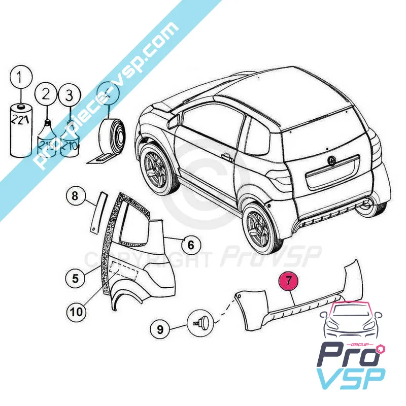 Pára-choques traseiro para aixam city (Gama impulsion )