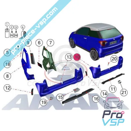 Rear bumper adaptable plastic ABS for Aixam Coupé Vision