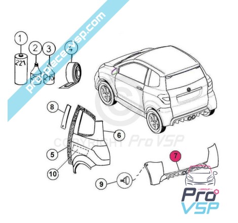Abs plástico adaptável para o pára-choques traseiro para Aixam GTO (Gama Impulsion )